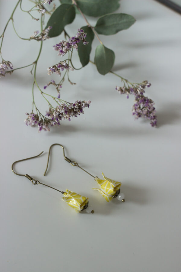 boucles d'oreilles origami fleurs de lotus clémica