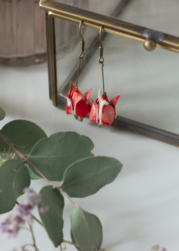 boucles d'oreilles origami fleur de lotus clémica