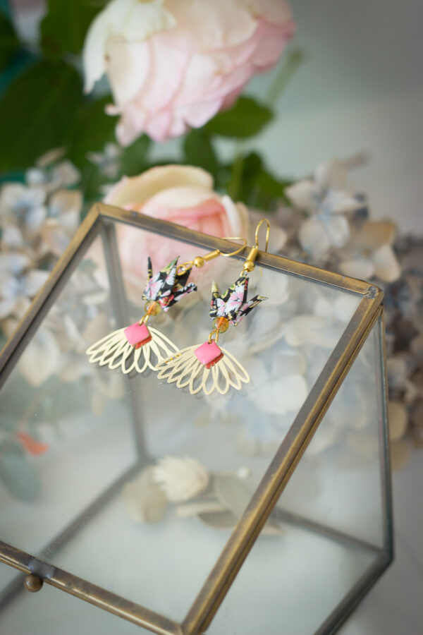 bijoux origami boucles d'oreilles origami cadeau fête des mères bijou original bijou unique artisan d'art en Creuse Clémica